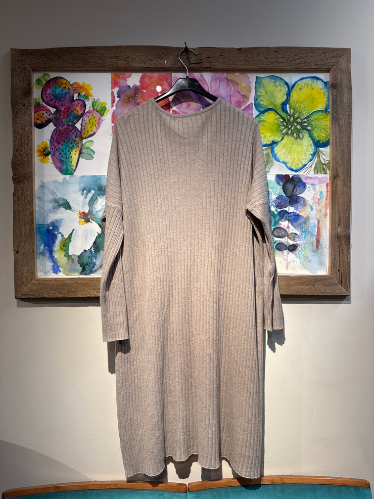 Abito maglia costine ecrú