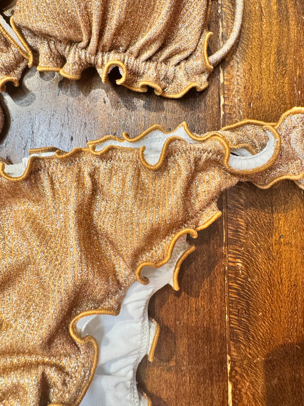 Bikini fru fru triangolo lurex oro wikini