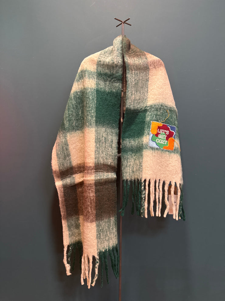 Sciarpa de Siena  recycled wool multicolor hand stitched patch LET’S GET COZY