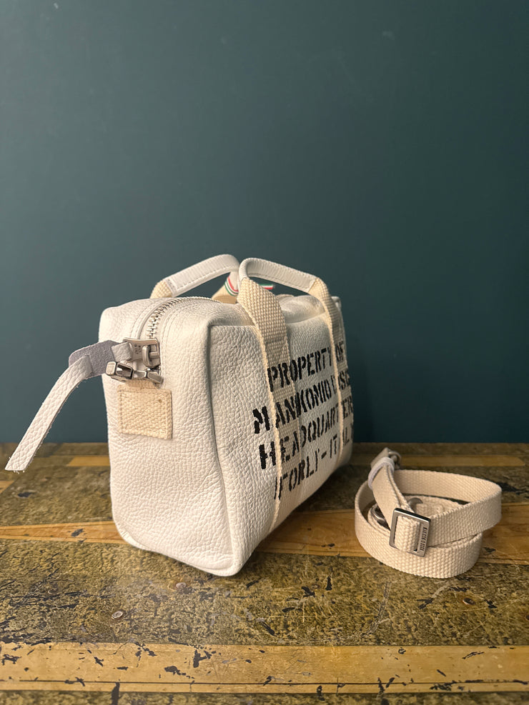 Borsa Marty pelle martellata white