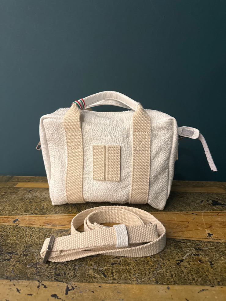 Borsa Marty pelle martellata white