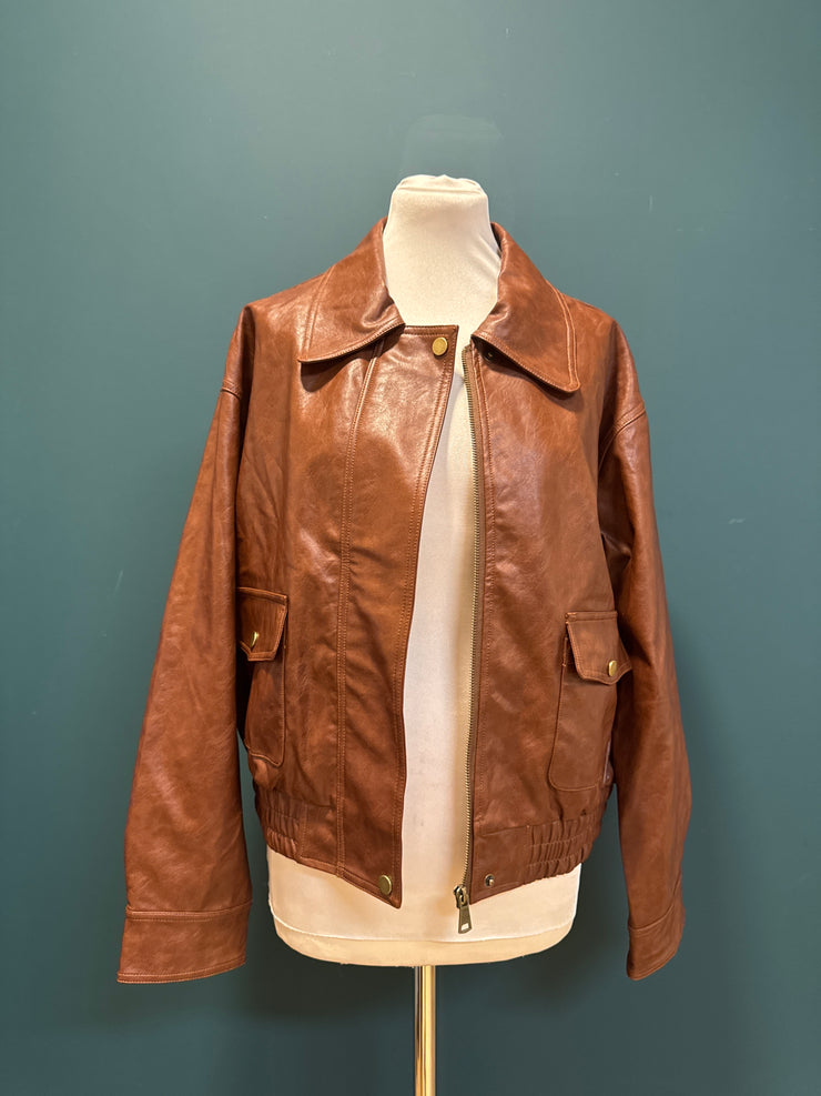 Bomber ecopelle cuoio