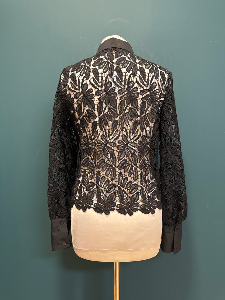 Camicia pizzo fiocco nera