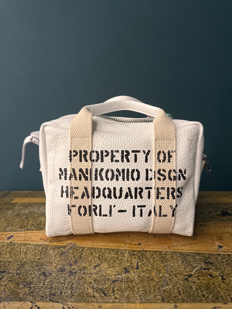 Borsa Marty pelle martellata white