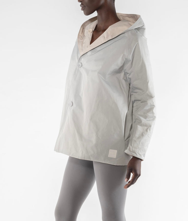 GIACCA REVERSIBILE IN NYLON MEMORY - PANNA/DIGITAL GREY
