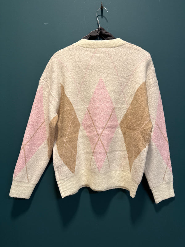 Maglia rombi fondo panna