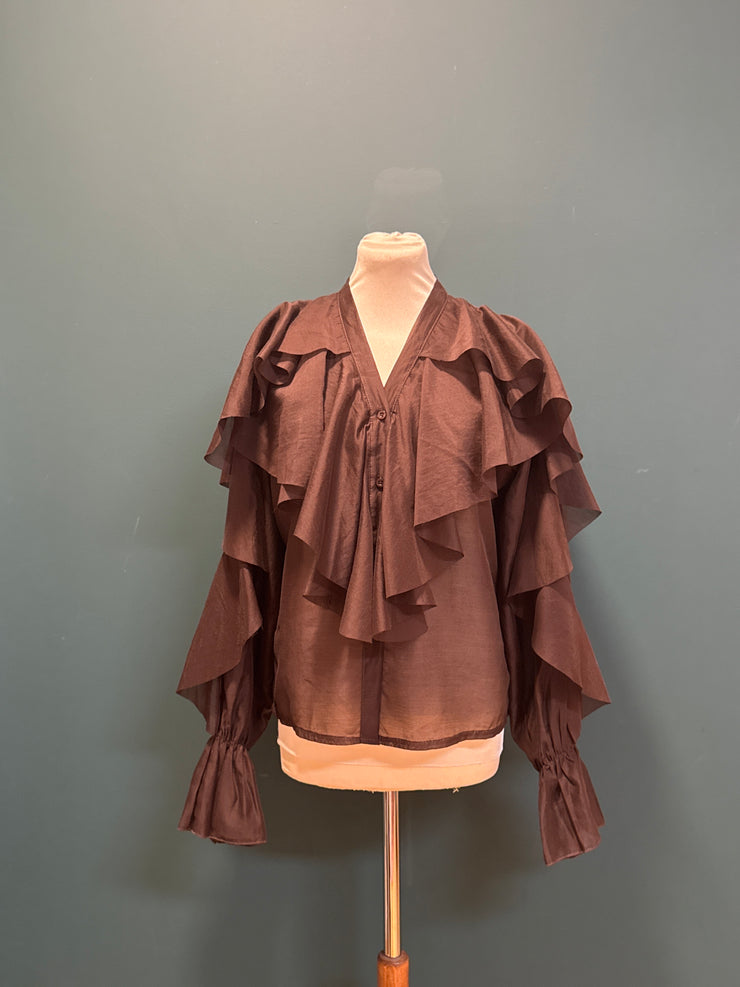 Camicia volant marrone
