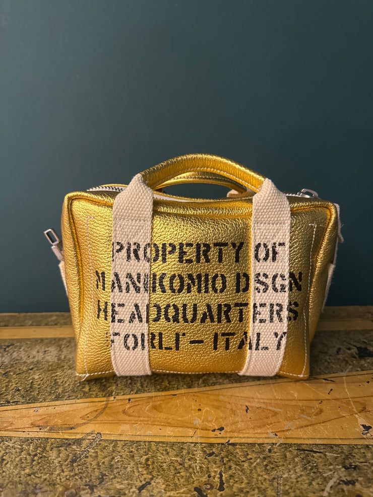 Borsa Marty pelle martellata laminata gold manikomio dsgn