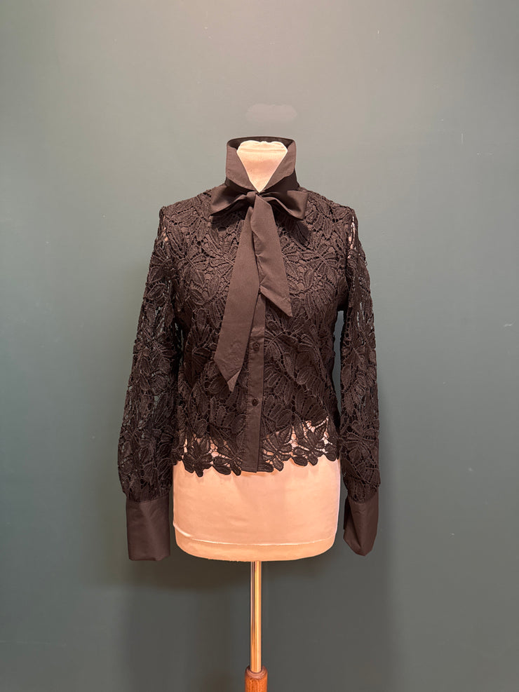 Camicia pizzo fiocco nera