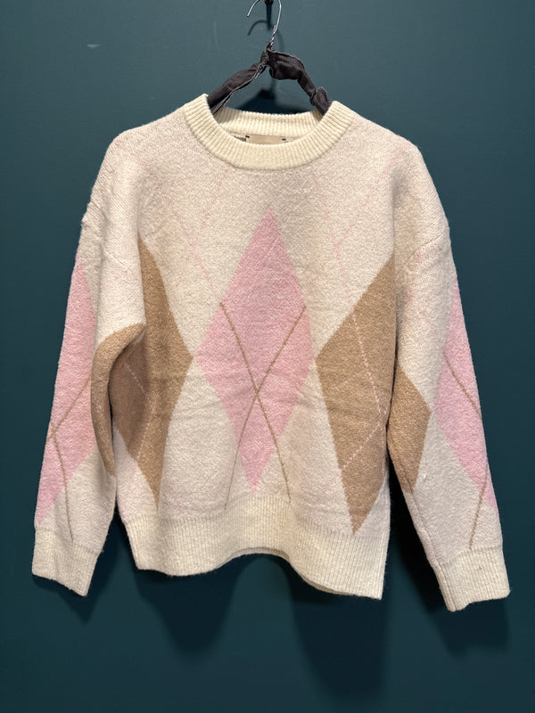 Maglia rombi fondo panna