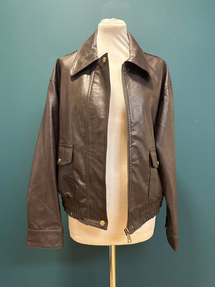 Bomber eco pelle testa moro