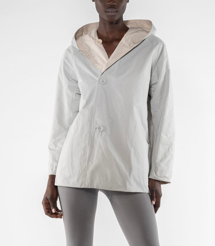 GIACCA REVERSIBILE IN NYLON MEMORY - PANNA/DIGITAL GREY