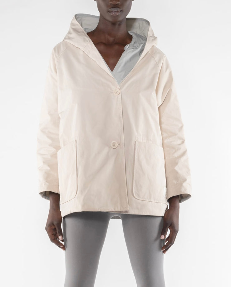 GIACCA REVERSIBILE IN NYLON MEMORY - PANNA/DIGITAL GREY