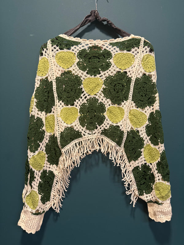 Maglia coprispalla frange verde