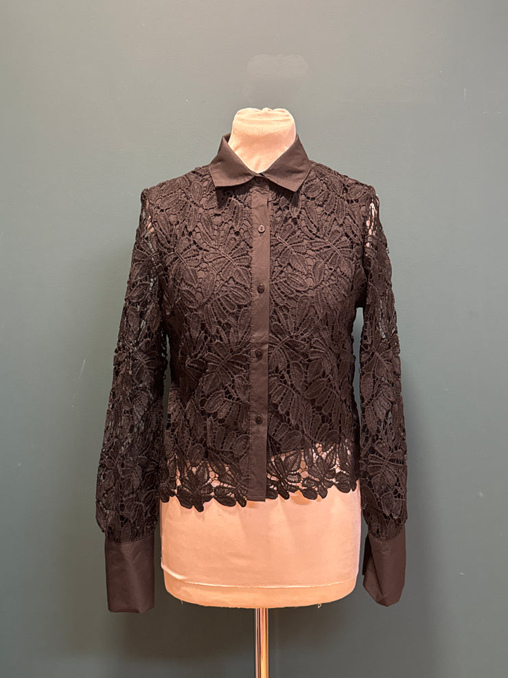 Camicia pizzo fiocco nera