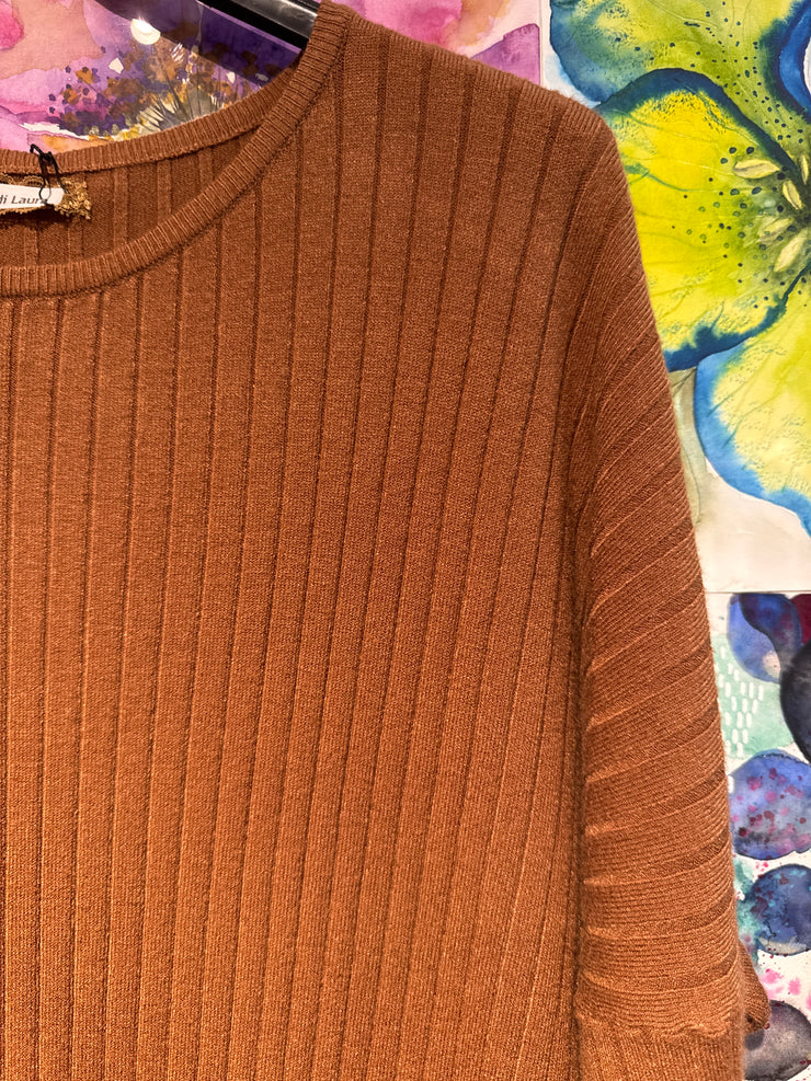 Abito maglia costine tobacco