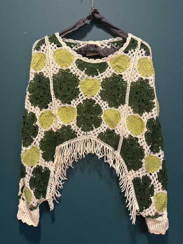 Maglia coprispalla frange verde