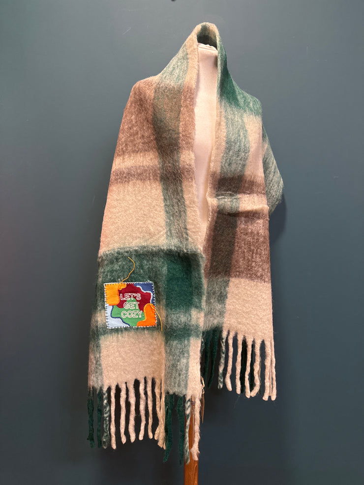 Sciarpa de Siena  recycled wool multicolor hand stitched patch LET’S GET COZY