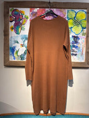 Abito maglia costine tobacco
