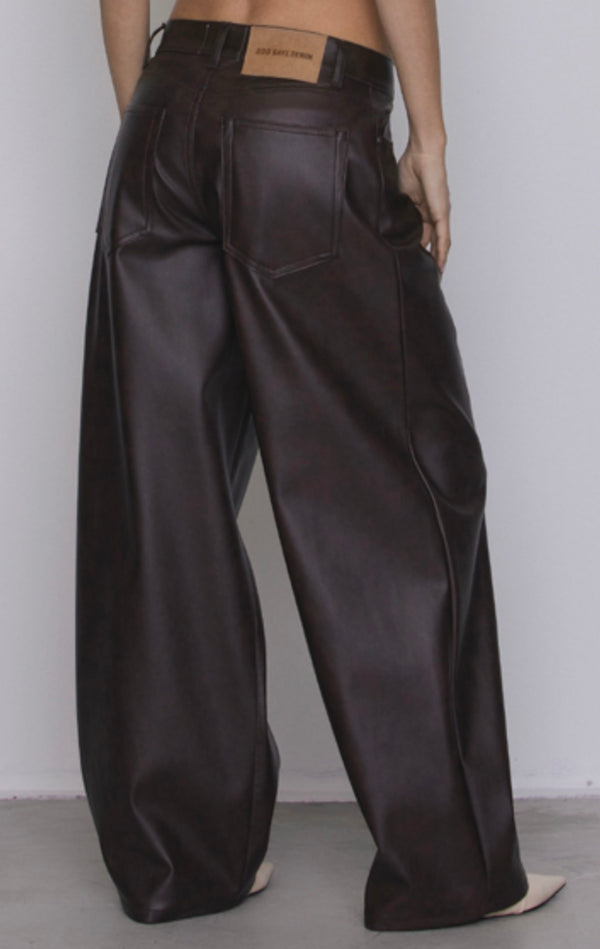 Pantalone ZEFIRO eco pelle marrone GOD SAVE DENIM