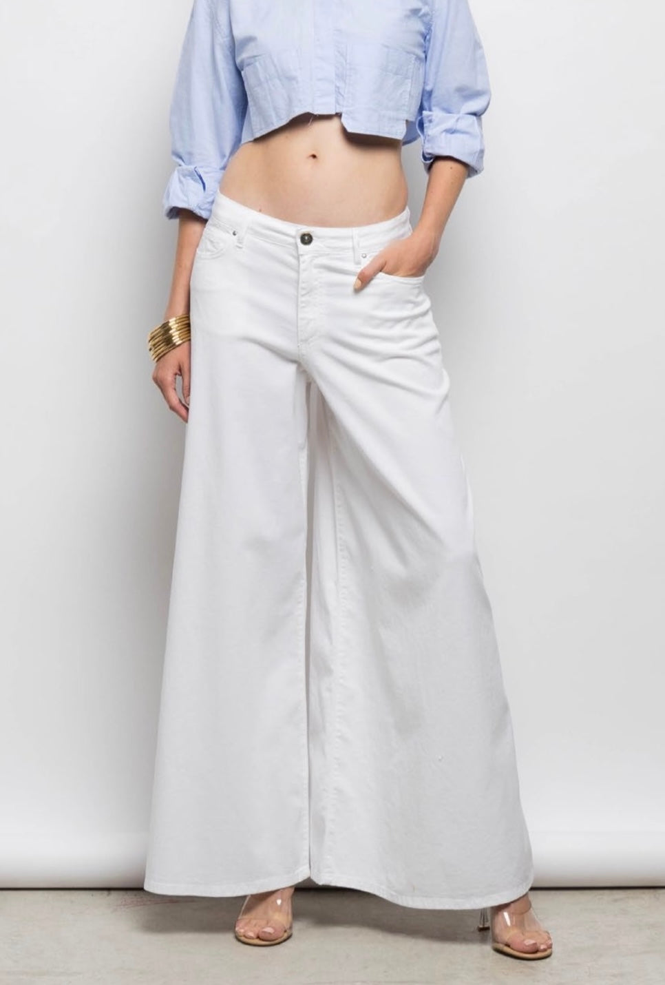 Jeans bianco super flare GEMMA GOD SAVE DENIM