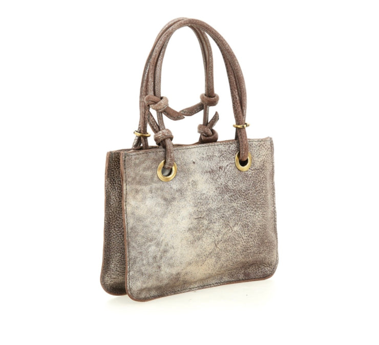 Borsa mini shopper laminato acciaio