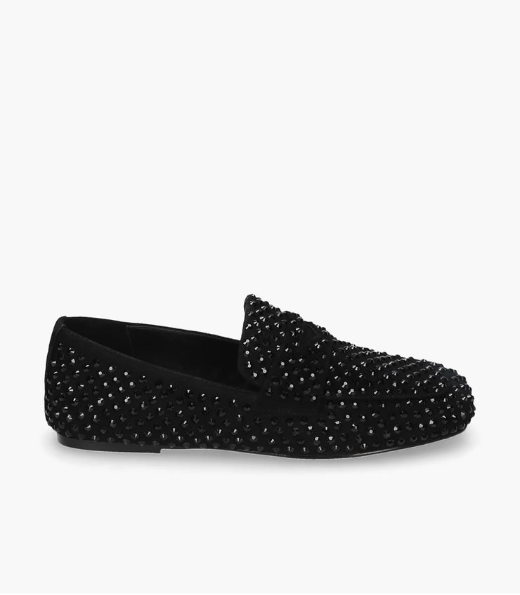 Mocassino strass nero su nero