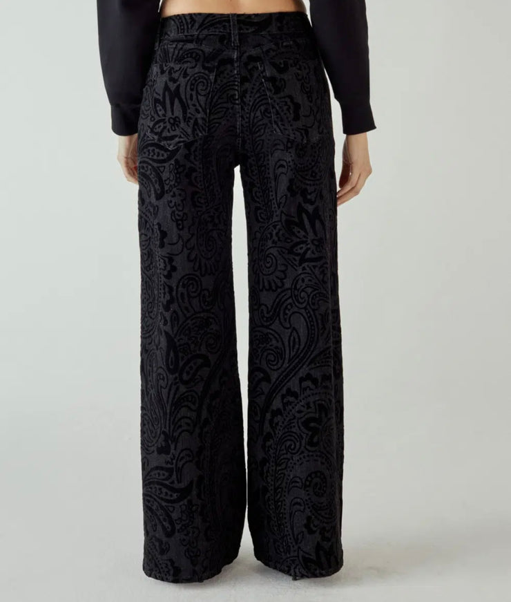 Jeans five shaft wild leg denim pasley