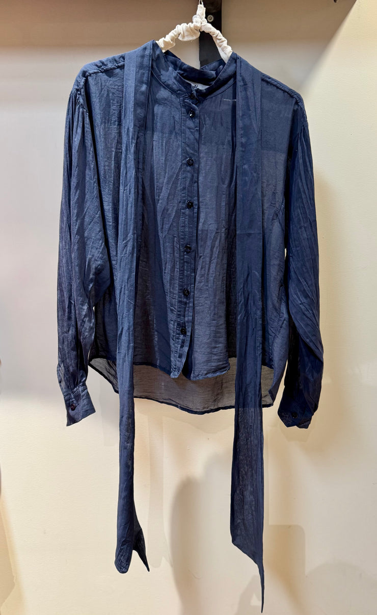CAMICIA BLU OVER COTONE SETA SHAFT