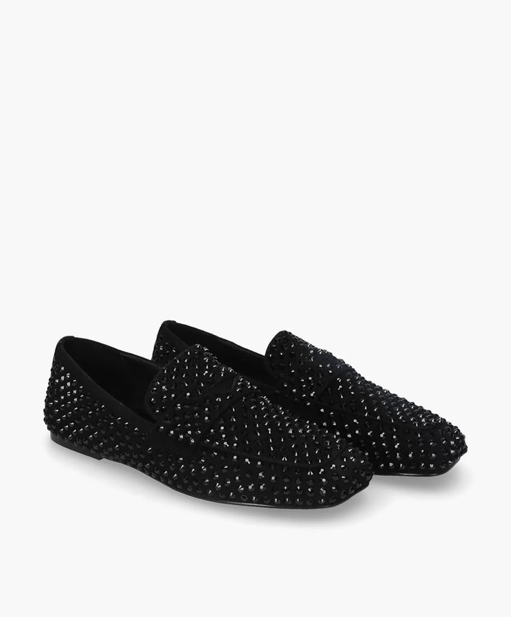 Mocassino strass nero su nero