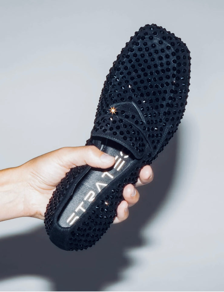 Mocassino strass nero su nero