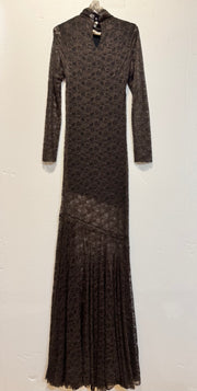 Abito lungo pizzo brown