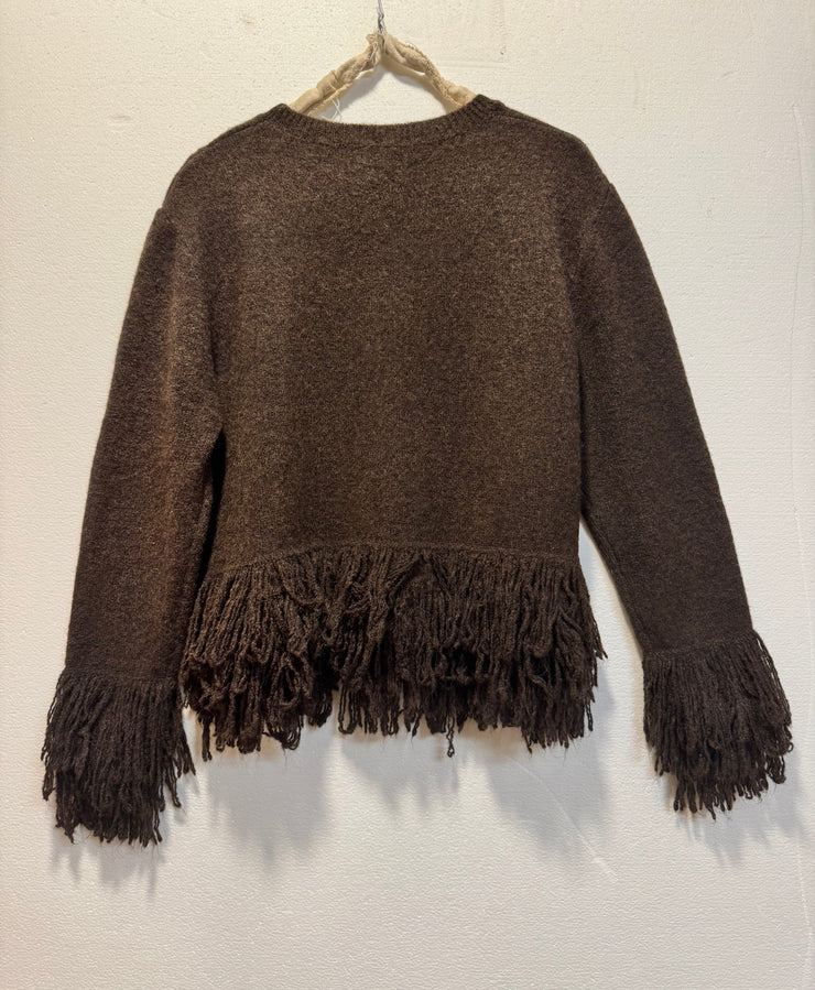 Maglia caffè con frange