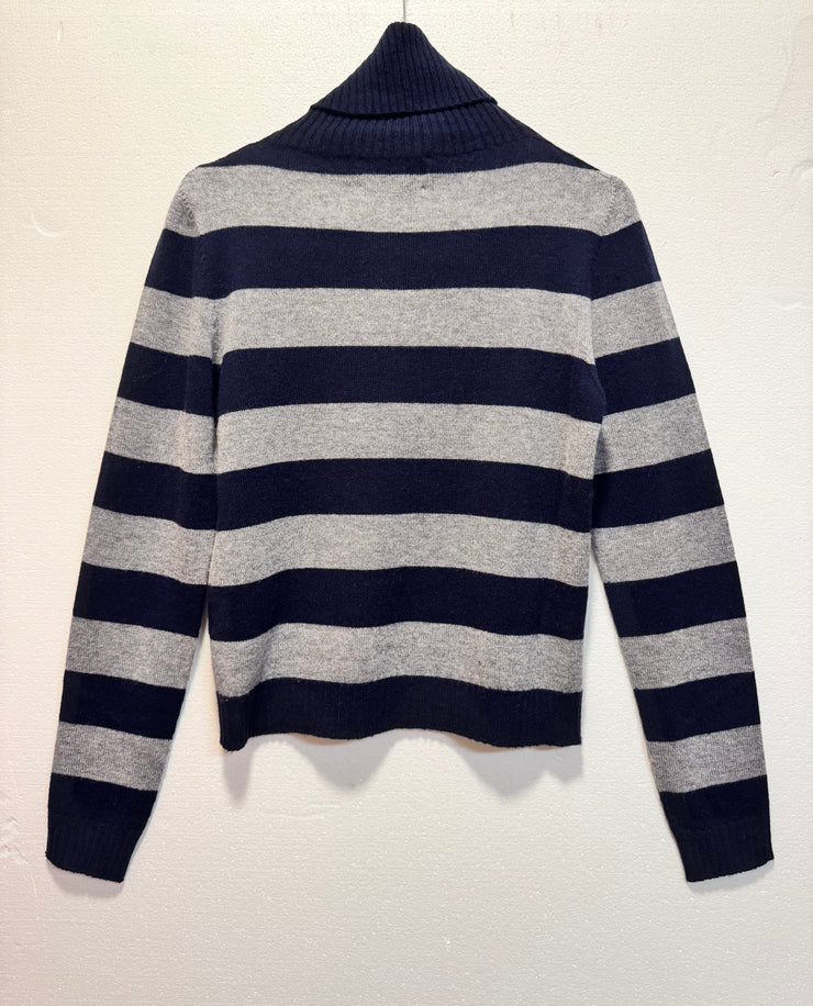 Dolcevita manica lunga a righe blu grigio