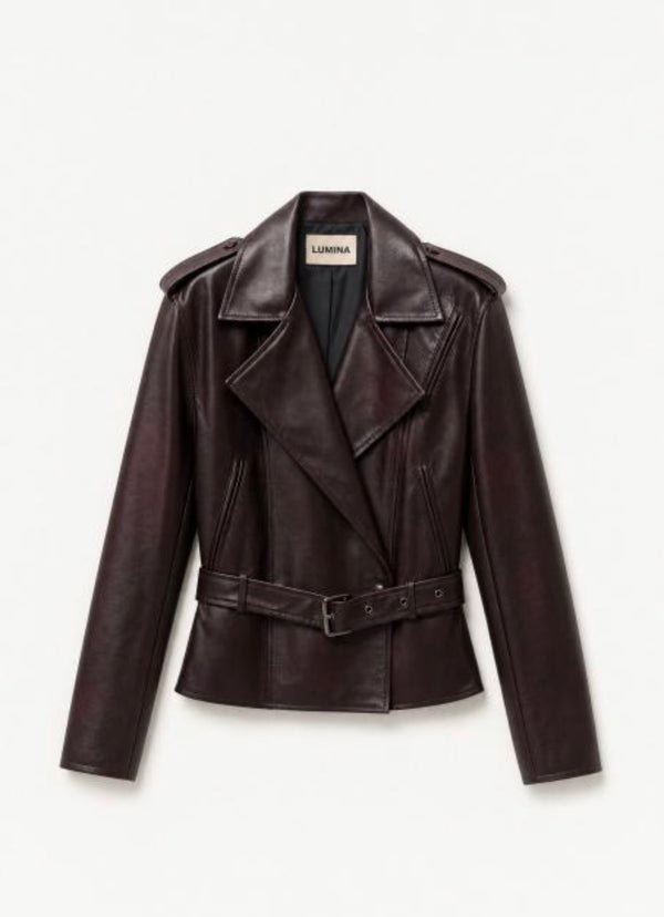 Giacca biker ecopelle bordeaux