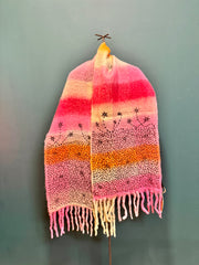 Sciarpa de Siena recycled wool multicolor fantasia 3 hand stitched