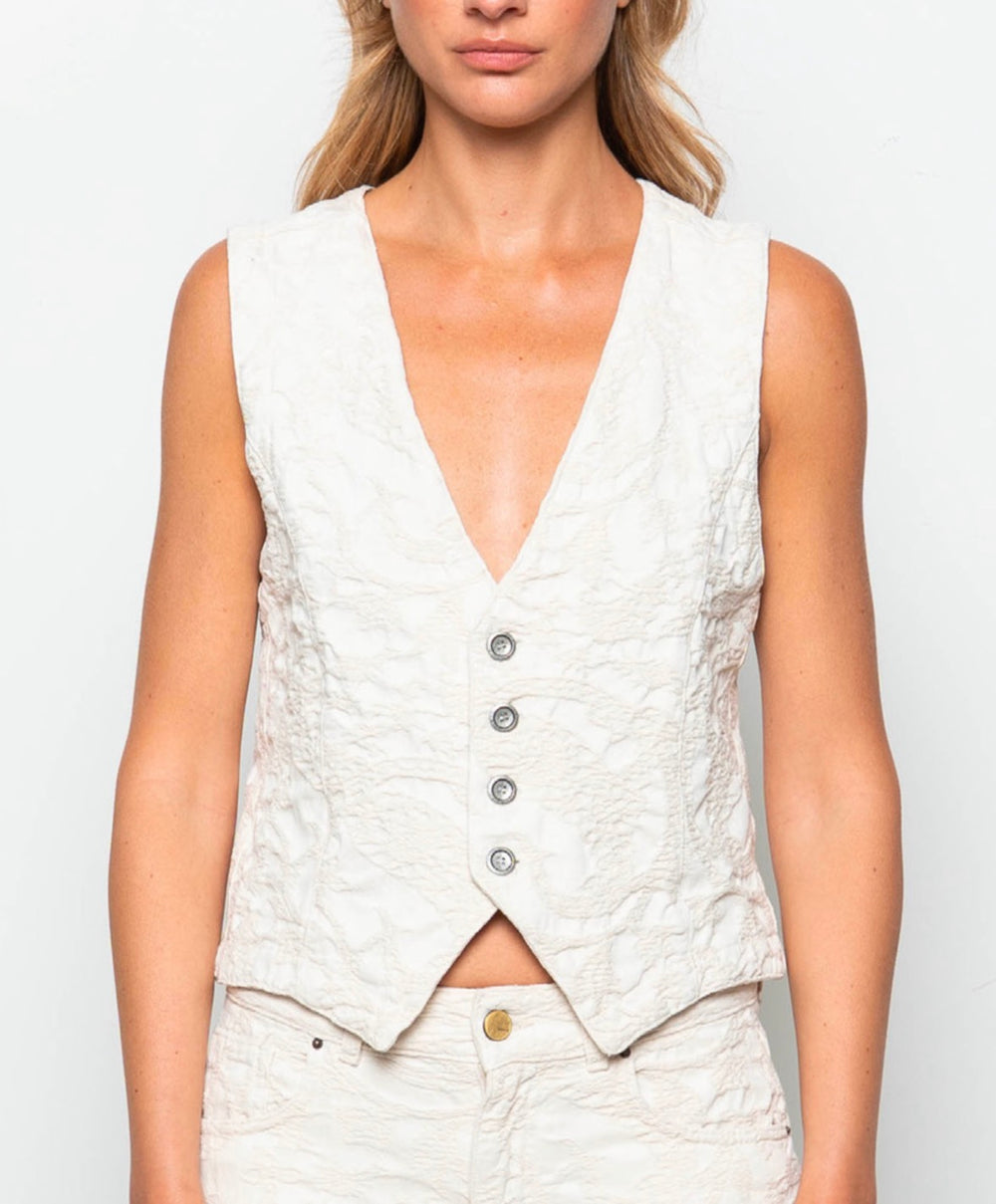 Gilet jacquard panna