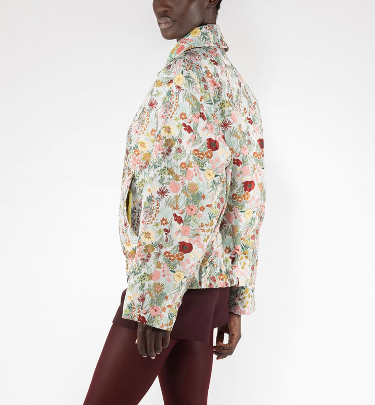 GIACCA CORTA IN TESSUTO JACQUARD ACCOPPIATO - BIANCO/MULTICOLOR