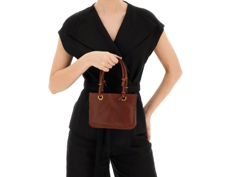 Borsa mini shopper marrone
