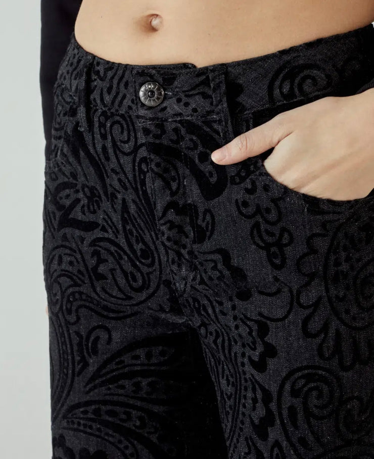 Jeans five shaft wild leg denim pasley