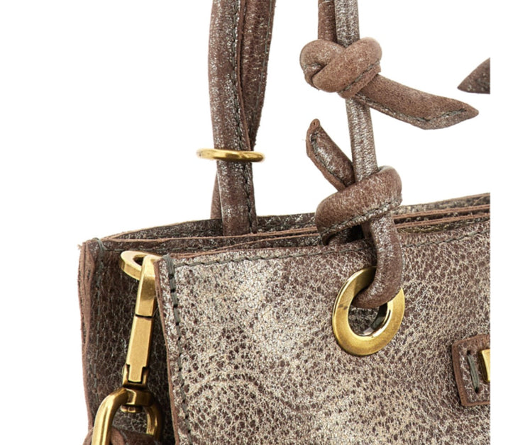 Borsa mini shopper laminato acciaio