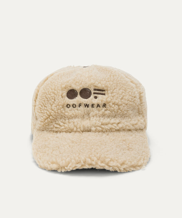 Cappello con frontino in eco montone marrone crema oof wear