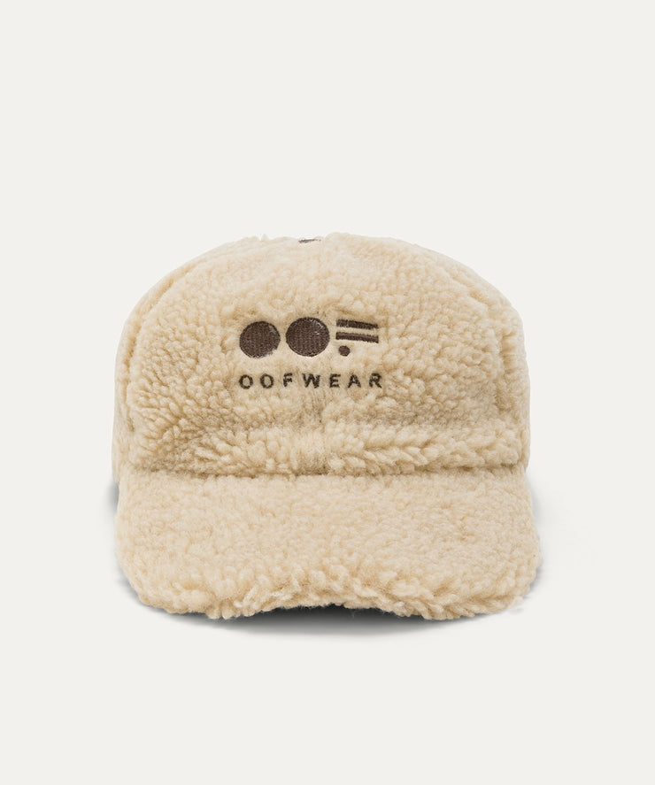 Cappello con frontino in eco montone marrone crema oof wear