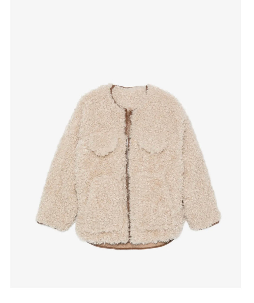 Giacca eco-sherpa bouclé color naturale