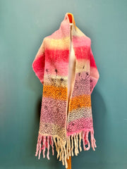 Sciarpa de Siena recycled wool multicolor fantasia 3 hand stitched