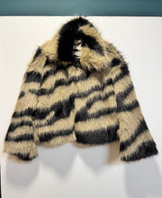 Giacca ecofur beige e nero