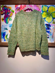 Maglia verde scollo a V happy sheep