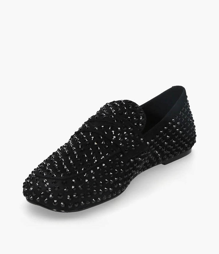 Mocassino strass nero su nero