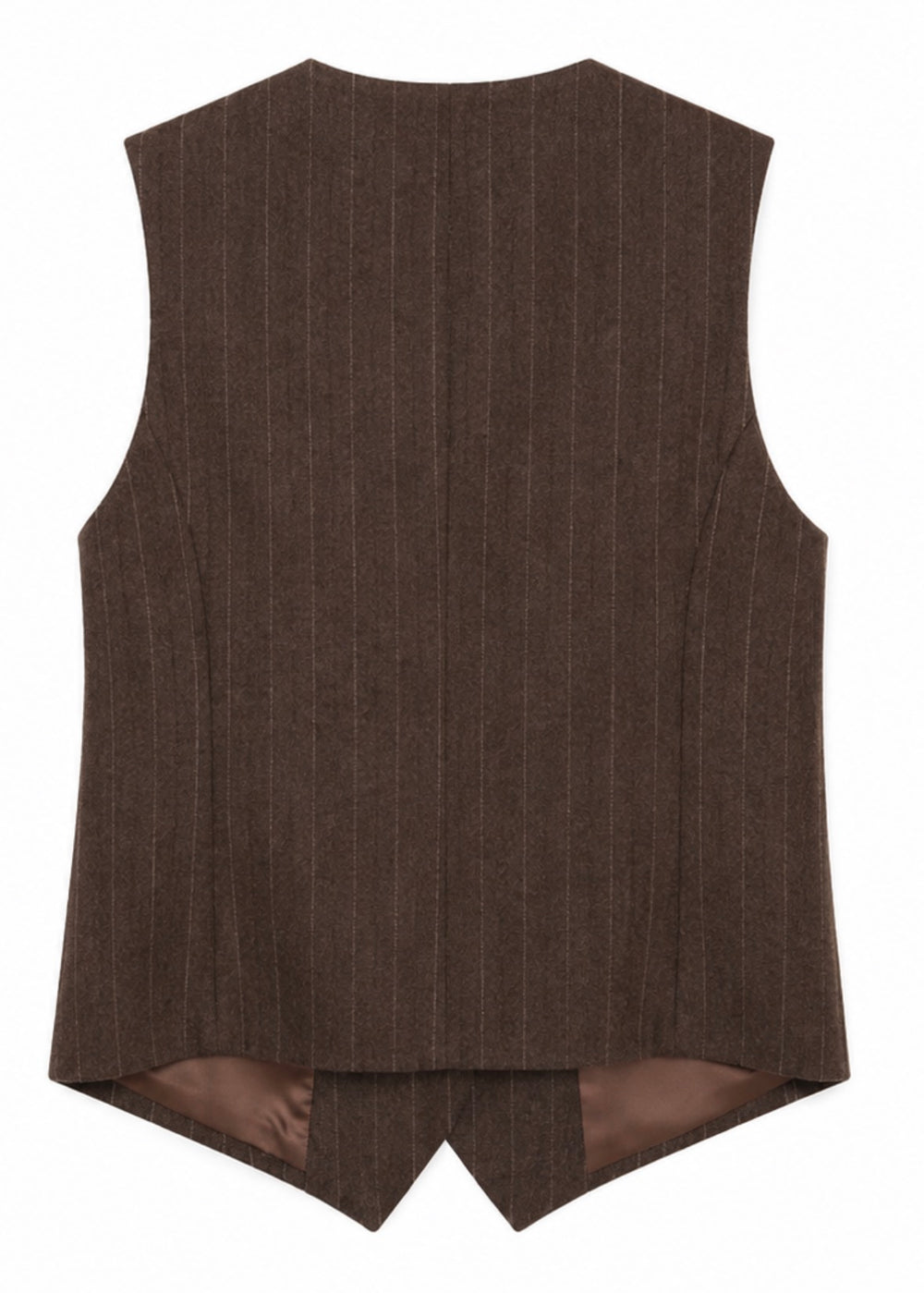 Gilet gessato misto lana marrone