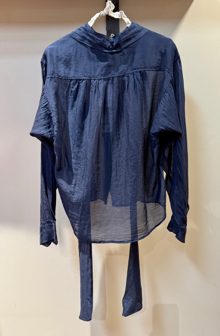 CAMICIA BLU OVER COTONE SETA SHAFT